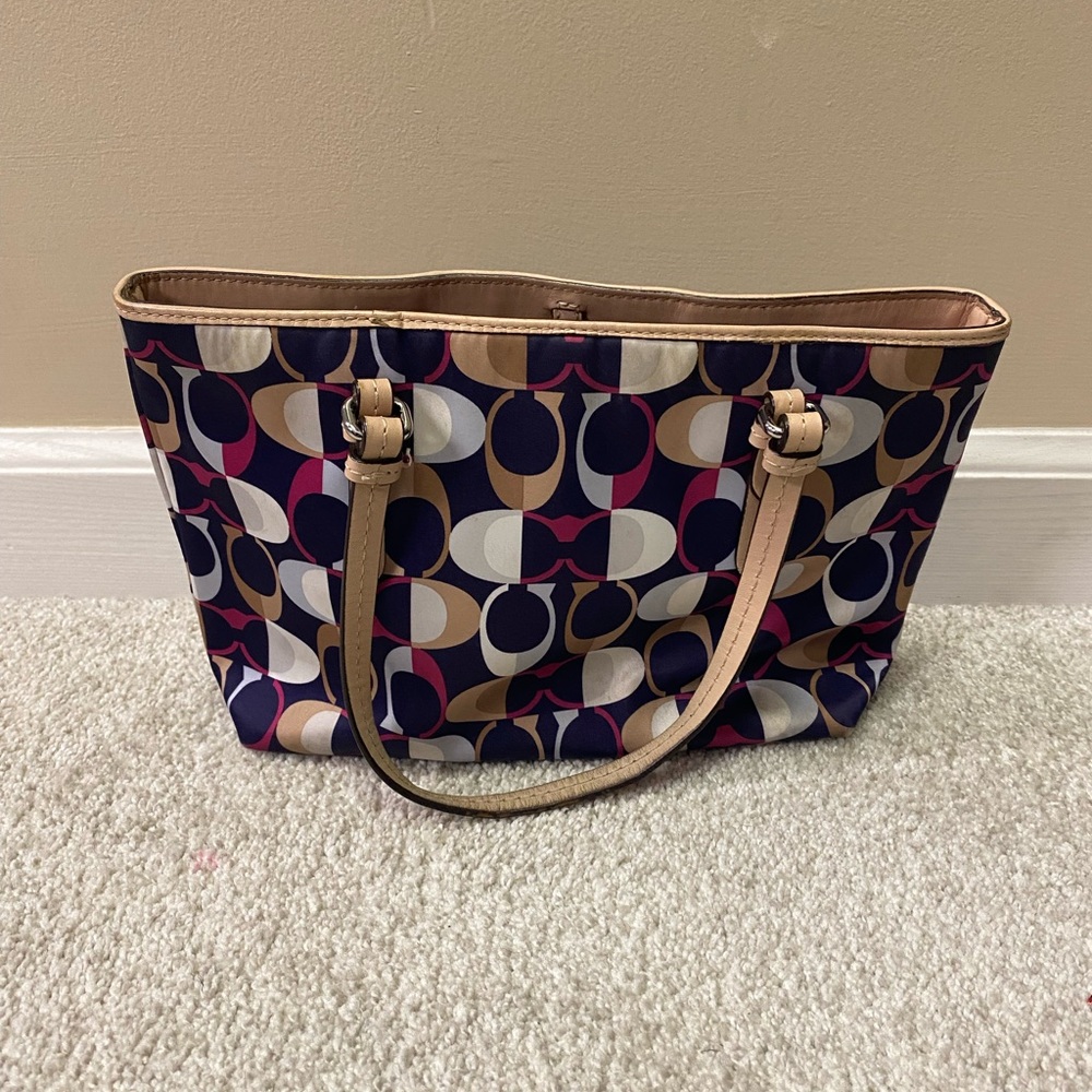 Coach Plum and Tan Logo Purse - Picture 2 of 7
